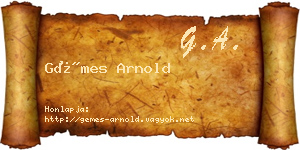 Gémes Arnold névjegykártya